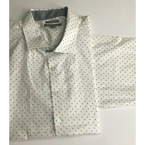 Men's Stretch Short Sleeve Polka Dots Shirt 5XL - Picture 2 of 8